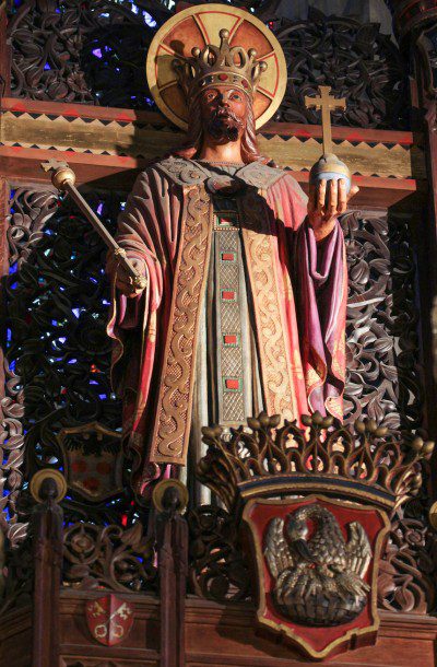 This statue of Christ the King is from the reredos of the Dominican church of St. Vincent Ferrer in NYC. Photo: Fr. Lawrence Lew, O.P.