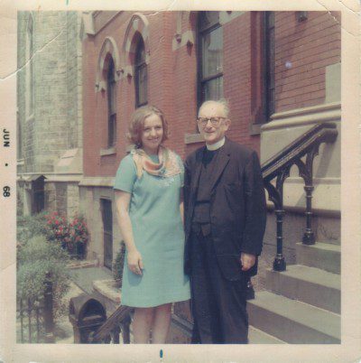 Fr. Norbert Georges, O.P. and his niece Margaret Daze, in front of St. Vincent Ferrer Priory, New York City (June 1968)