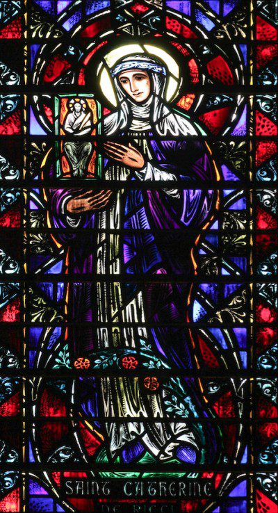 Satined Glass Window of St. Catherine di Ricci at St. Vincent Ferrer Church, NYC Photo: Fr. Lawrence Lew, O.P.