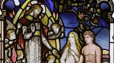 Stained glass depiction of Eden