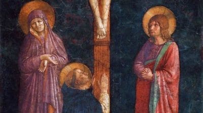 Fra Angelico painted many crucifixion scenes, but one is especially curious. Why is Christ smiling?