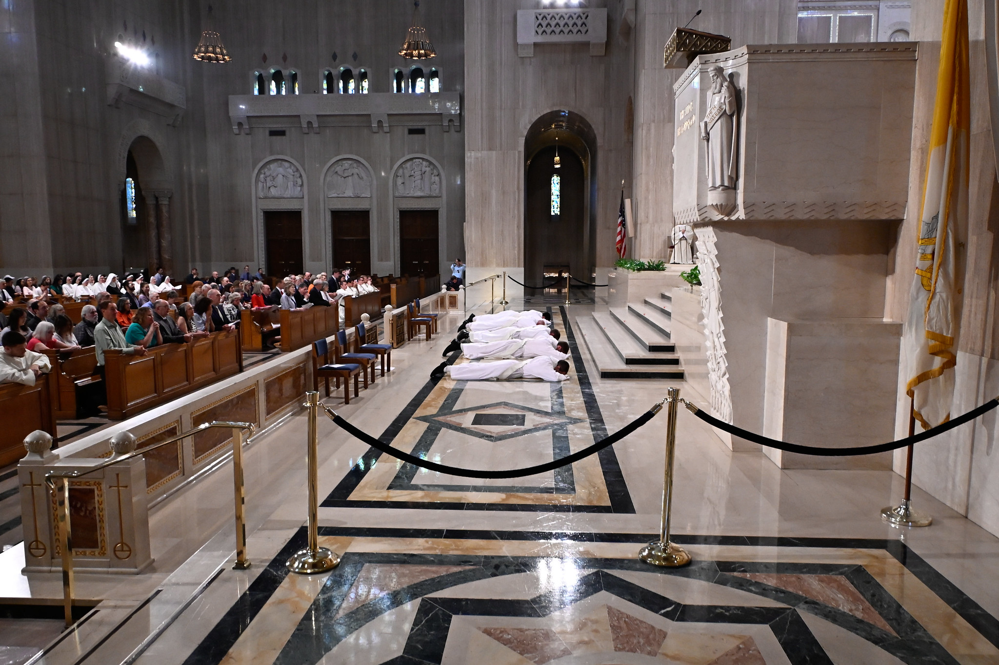 Dominican Friars lying prostrate at ordination